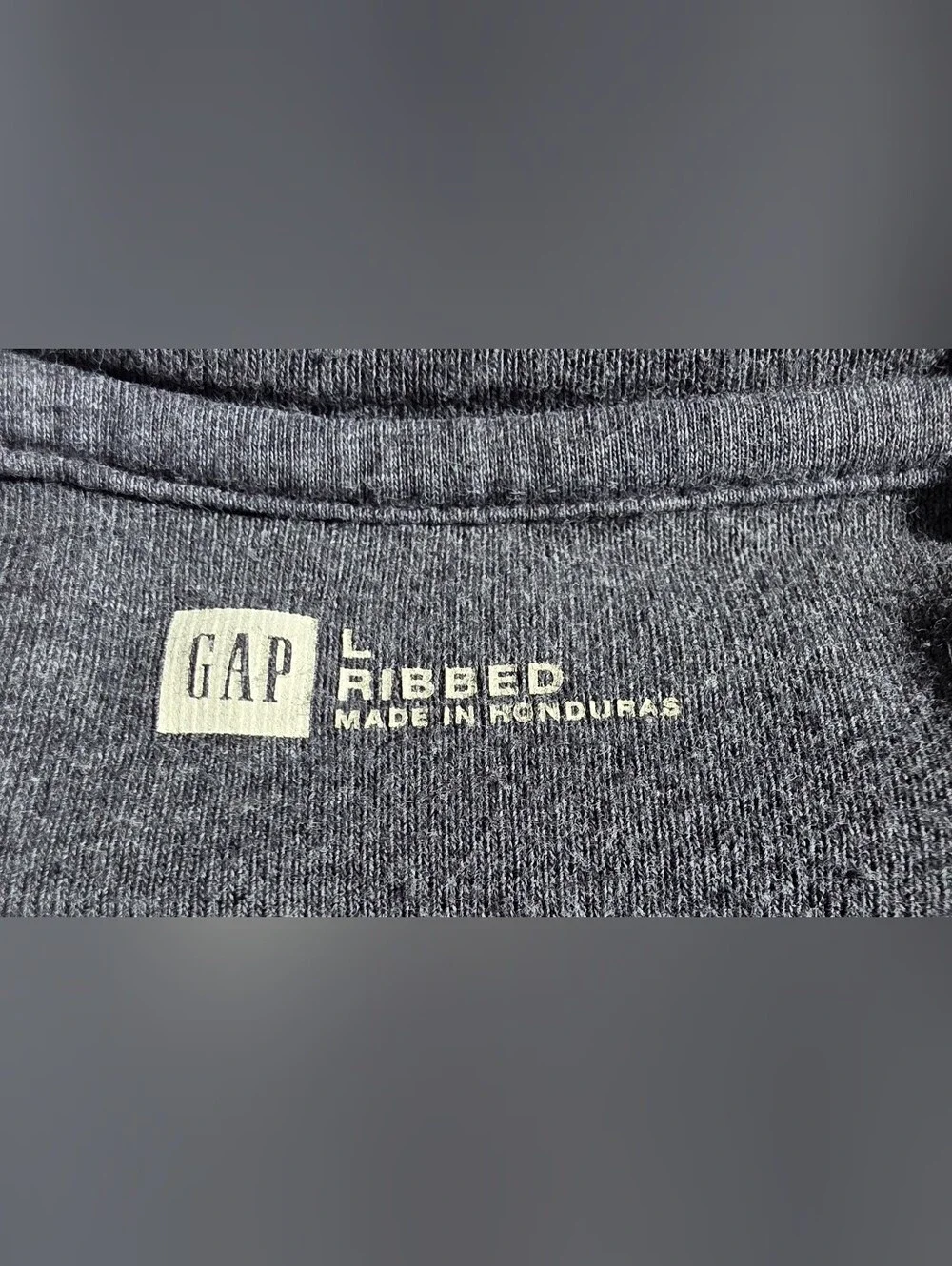 GAP Size L Men's Ribbed Crewneck Tee - Charcoal Gray